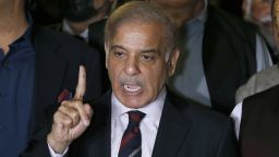 Pakistan's opposition leader Shehbaz Sharif speaks during a press conference in Islamabad, Pakistan on Thursday, April 7, 2022. 