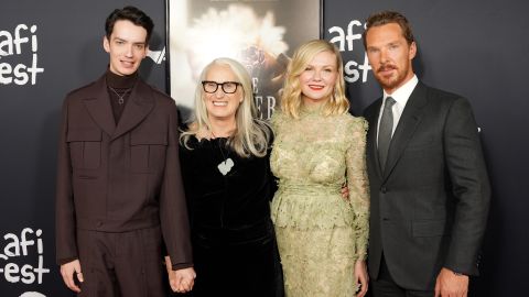 (L-R) Kodi Smit-McPhee, Jane Campion, Kirsten Dunst and Benedict Cumberbatch attend "The Power Of The Dog" red carpet and reception at TCL Chinese Theater in Los Angeles on November 11, 2021.