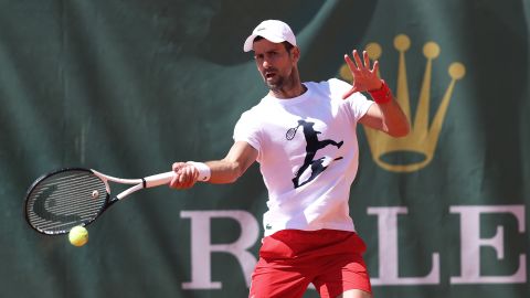 Djokovic trains ahead of the Monte Carlo Masters.