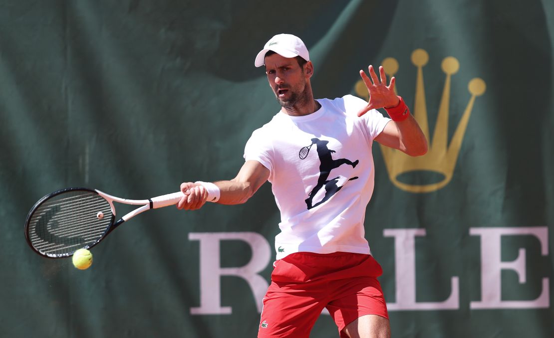 Djokovic trains ahead of the Monte Carlo Masters. 