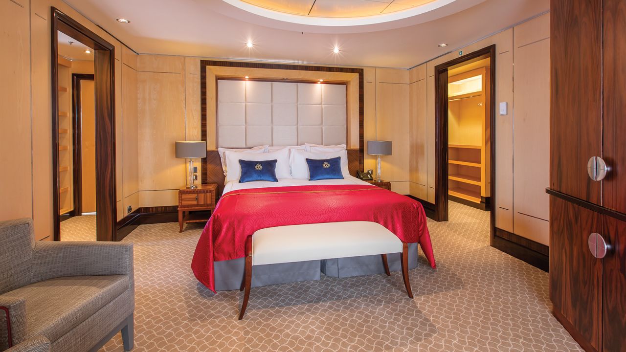 <strong>Cunard Queen Mary 2's Balmoral Suites:</strong> Located on the legendary Queen Mary 2, these two-story grand duplex apartments are the most luxurious and well-appointed way to cross the Atlantic.
