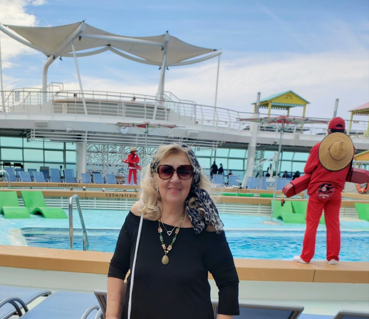 Suzanne Lankes, pictured aboard Royal Caribbean's Navigator of the Seas in March, has purchased a Storylines cruise ship residence.