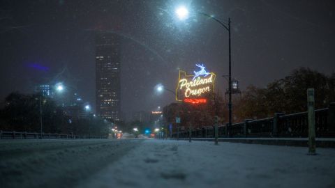 Portland broke an all-time record for the latest snow fall of the season on Monday.