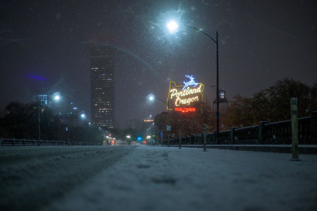 Portland broke an all-time record for the latest snow fall of the season on Monday.