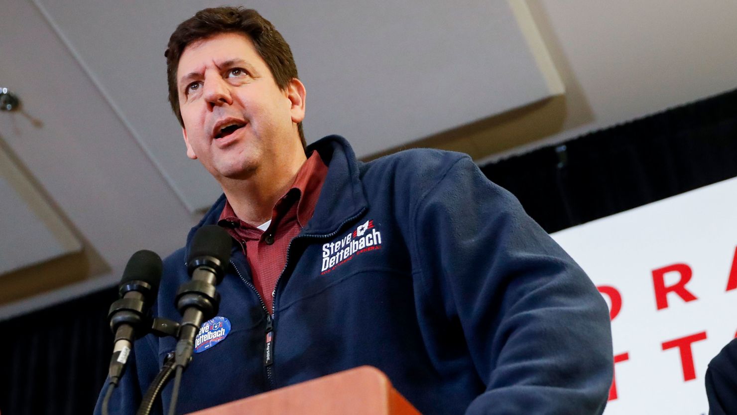 Steve Dettelbach, candidate for Ohio Attorney General, speaks during a campaign rally, Monday, Nov. 5, 2018, in Columbus, Ohio.