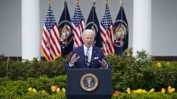 US President Joe Biden speaks on measures to combat gun crime from the Rose Garden of the White House in Washington, DC on April 11, 2022.