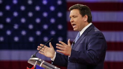 Florida Gov. Ron DeSantis delivers remarks at the 2022 CPAC conference at the Rosen Shingle Creek in Orlando, Florida, on Thursday, Feb. 24, 2022.
