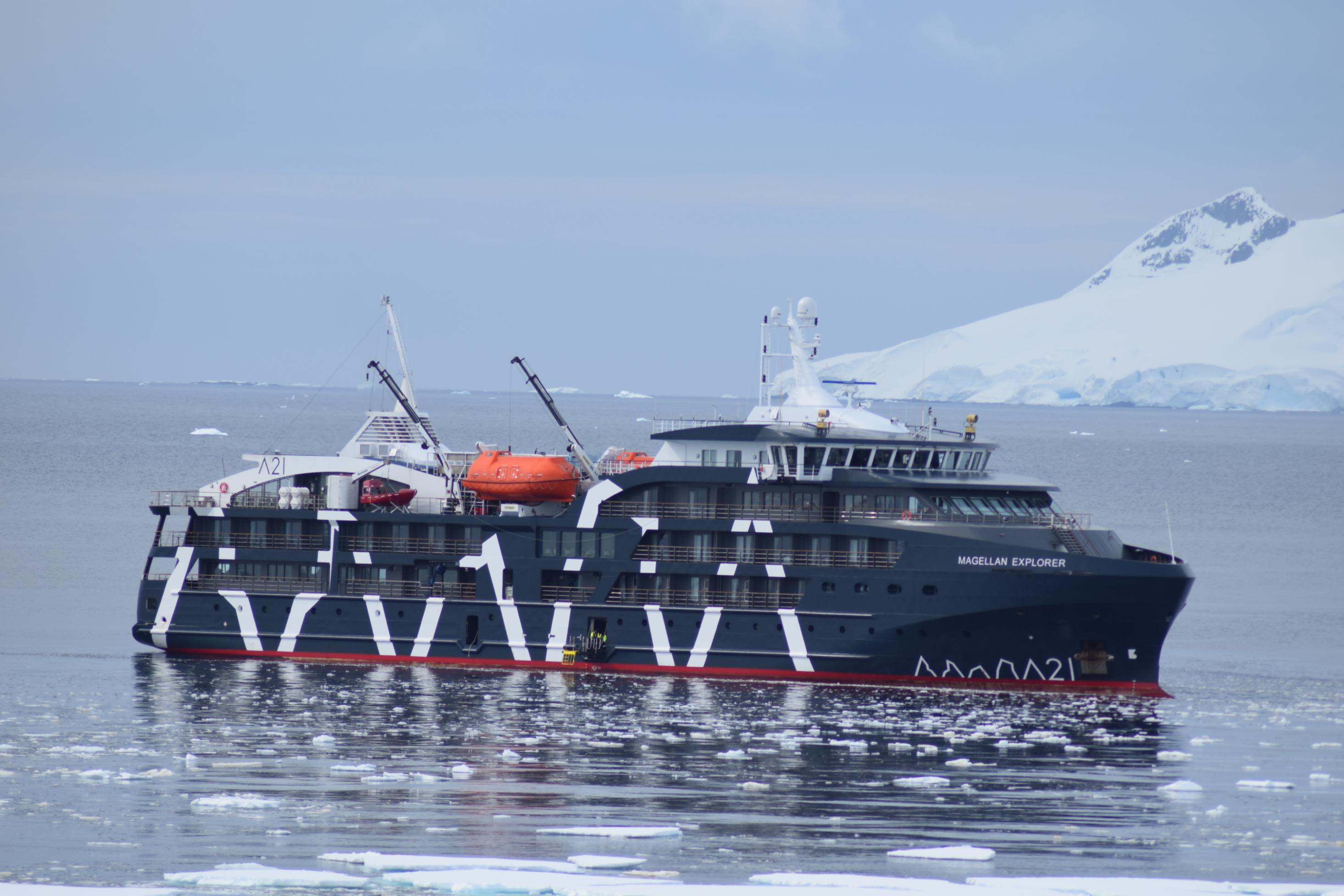 <strong>Magellan Explorer: </strong> This modern expedition vessel is tailored to Antarctic cruises.
