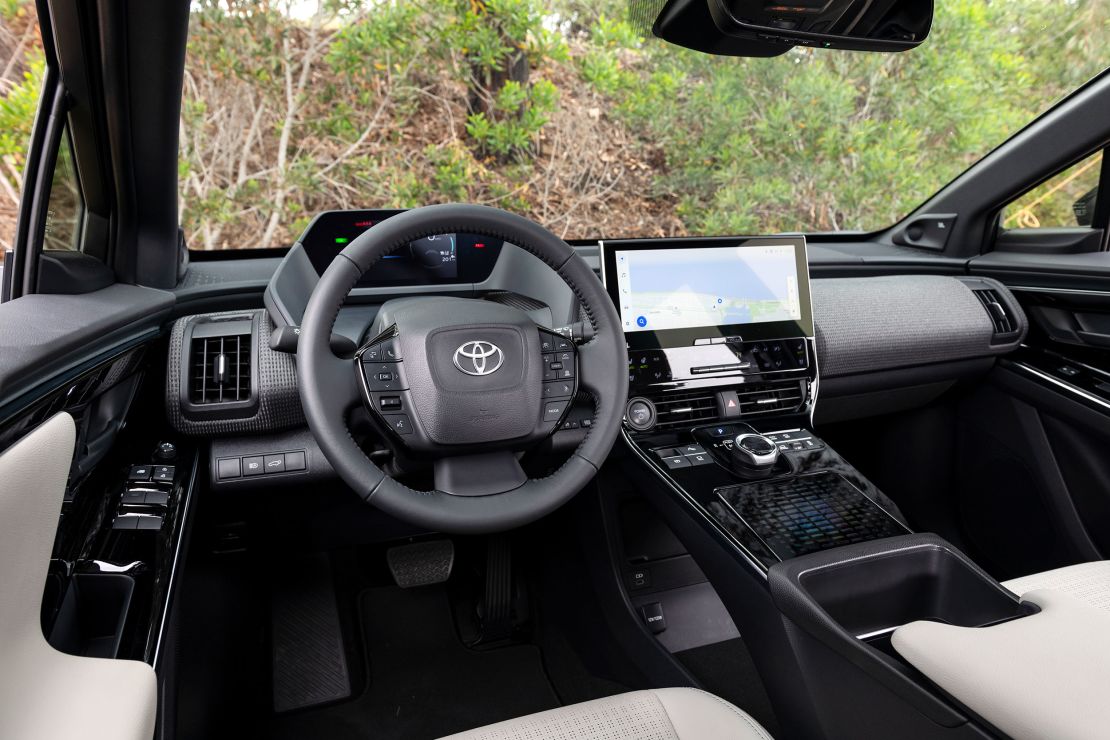 The Toyota BZ4X's interior is straightforward and easy to use. Unike some other electric SUVs, it has no storage under the hood but there's ample space inside.