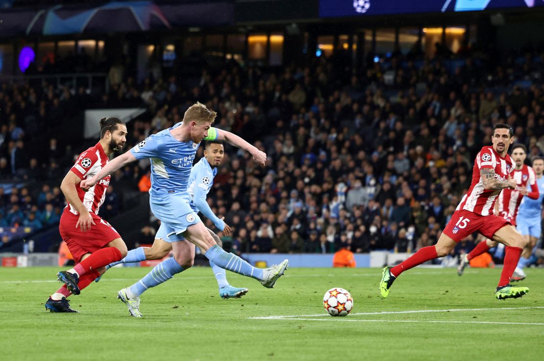 A Kevin de Bruyne goal put City 1-0 ahead after the first leg of their Champions League quarterfinal.