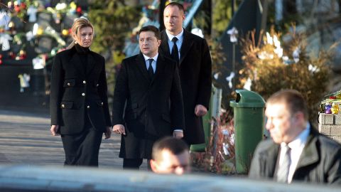 Volodymyr Zelensky and Olena Zelenska attend a memorial service in kyiv in February, shortly before the start of the Russian invasion.