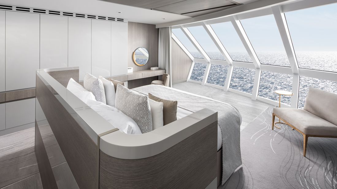 <strong>Celebrity Beyond's Iconic Suites: </strong>Two new suites at the helm of the new Celebrity Beyond ship will pamper their first guests in late April 2022.Set above the captain's bridge, the Iconic Suites are the crown jewel of Celebrity's Edge class.<br />