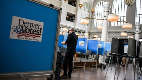 People vote in the primary election at a polling center on June 30, 2020 in Denver, Colorado. 