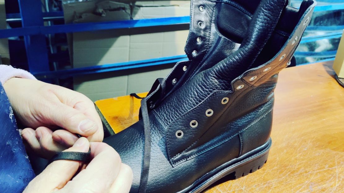 Kachorovska started making combat boots during the Russian invasion to donate to Ukrainian soldiers.