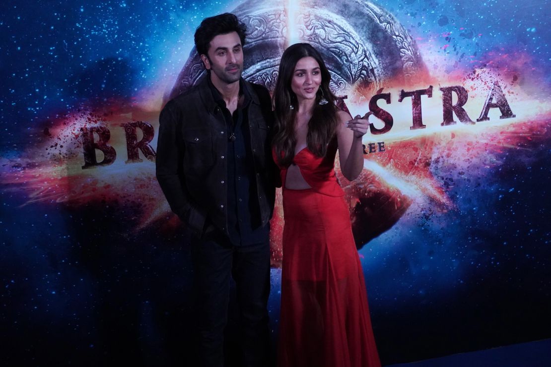 Kapoor and Bhatt pictured at a promotional event for their forthcoming movie "Brahmastra" in New Delhi, India, in December 2021.