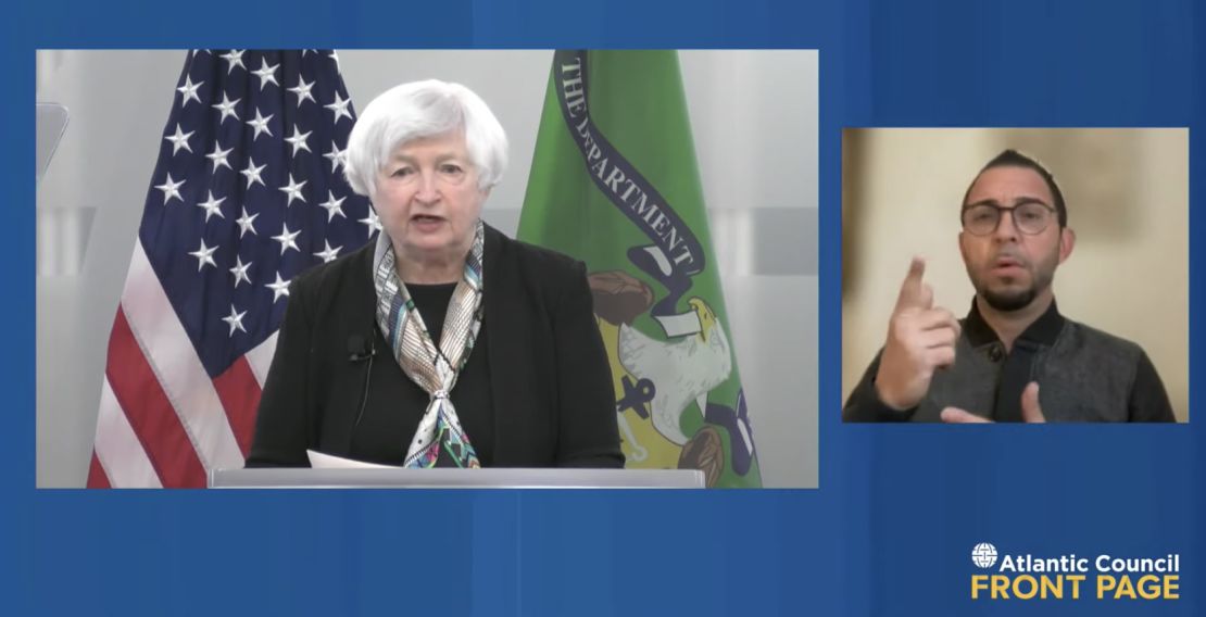 US Treasury Secretary Janet Yellen Atlantic Council special address 0413 SCREENSHOT