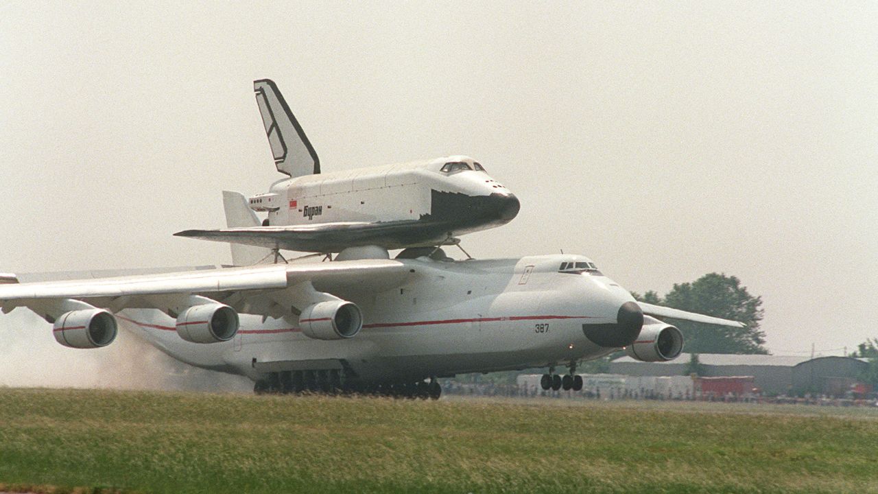The AN-225 was created as part of the Soviet space program to carry the Soviet space shuttle "Burane" on its back. 