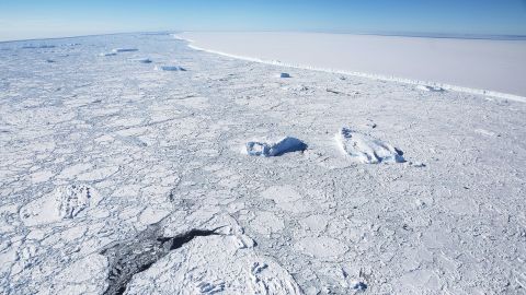 The Larsen C ice shelf on October 31, 2017, after a massive iceberg calved from it.