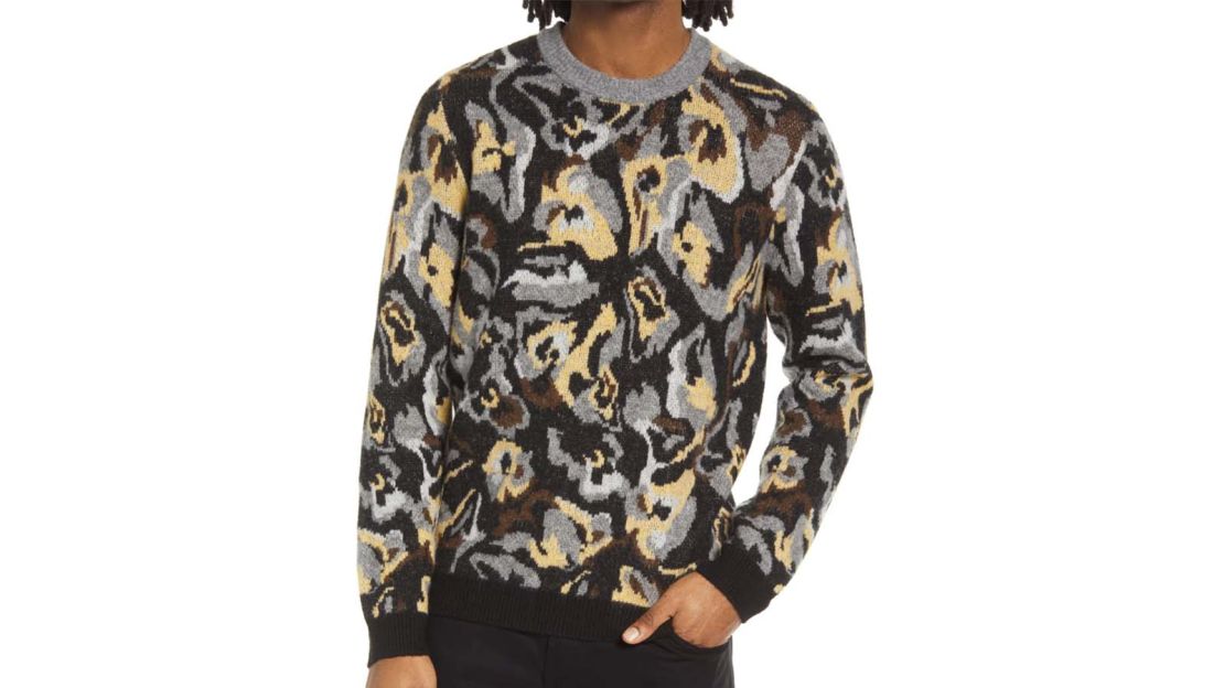 Open Edit Long Sleeve Floral Graphic Sweater