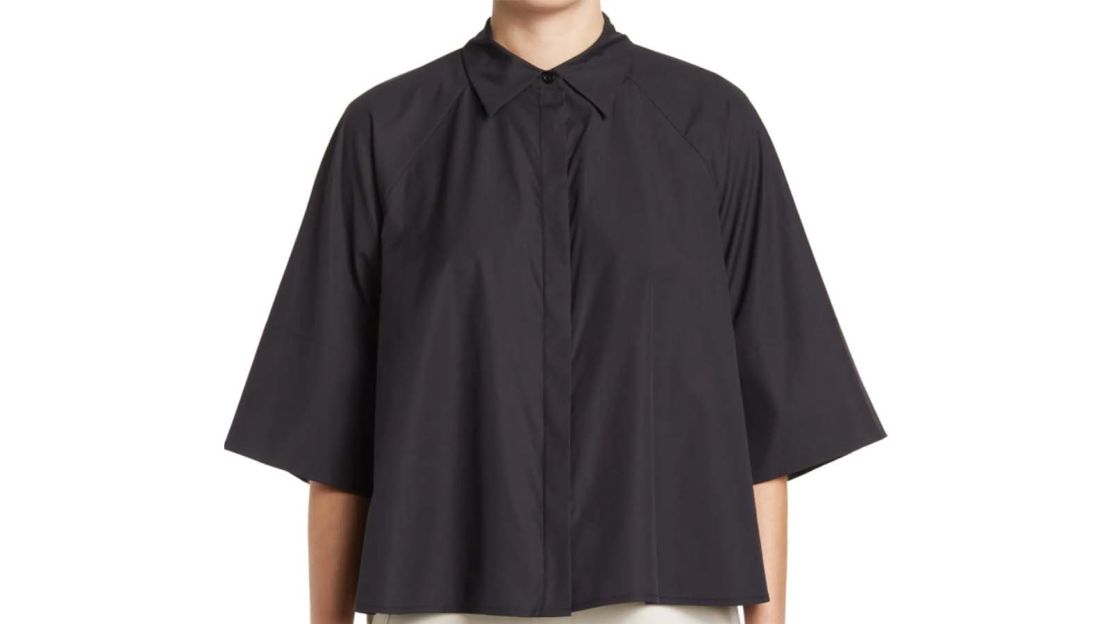 Jason Wu Gray Stretch Cotton Poplin Collar Top