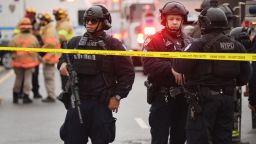 NEW YORK, NEW YORK - APRIL 12: Police and emergency responders gather at the site of a reported shooting of multiple people outside of the 36 St subway station on April 12, 2022 in the Brooklyn borough of New York City. According to authorities, multiple people have reportedly been shot and several undetonated devices were discovered at the 36th Street and Fourth Avenue station in the Sunset Park neighborhood.  (Photo by Spencer Platt/Getty Images)