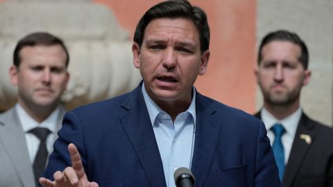 Florida Gov. Ron DeSantis speaks during a news conference in Miami on February 1, 2022.