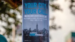 A Crime Stoppers posters is taped to a pole near the Raymond Bush Playground at Madison Street and Marcus Garvey in Brooklyn, New York, on July 17, 2020.  One-year-old Davell Gardner was fatally shot at the playground during a picnic on July 12, 2020. (Photo by Gabriele Holtermann/Sipa USA)