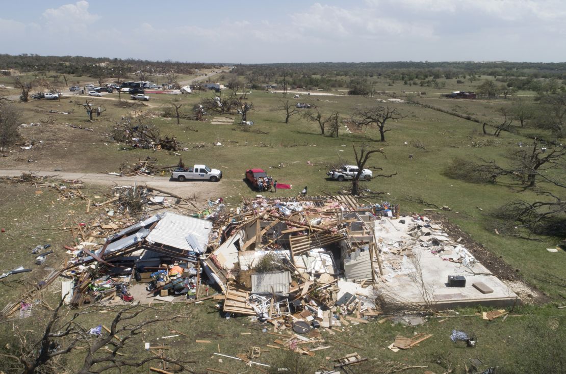 A house near Salado, Texas, was damaged after a tornado struck Tuesday. 