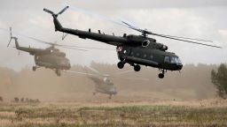 Polish Mi-17 helicopters are seen during Dragon-17 military exercises at the military range near Drawsko Pomorskie, Poland, September 21, 2017. Agencja Gazeta/Cezary Aszkielowicz via REUTERS ATTENTION EDITORS - THIS IMAGE WAS PROVIDED BY A THIRD PARTY. POLAND OUT. NO COMMERCIAL OR EDITORIAL SALES IN POLAND.