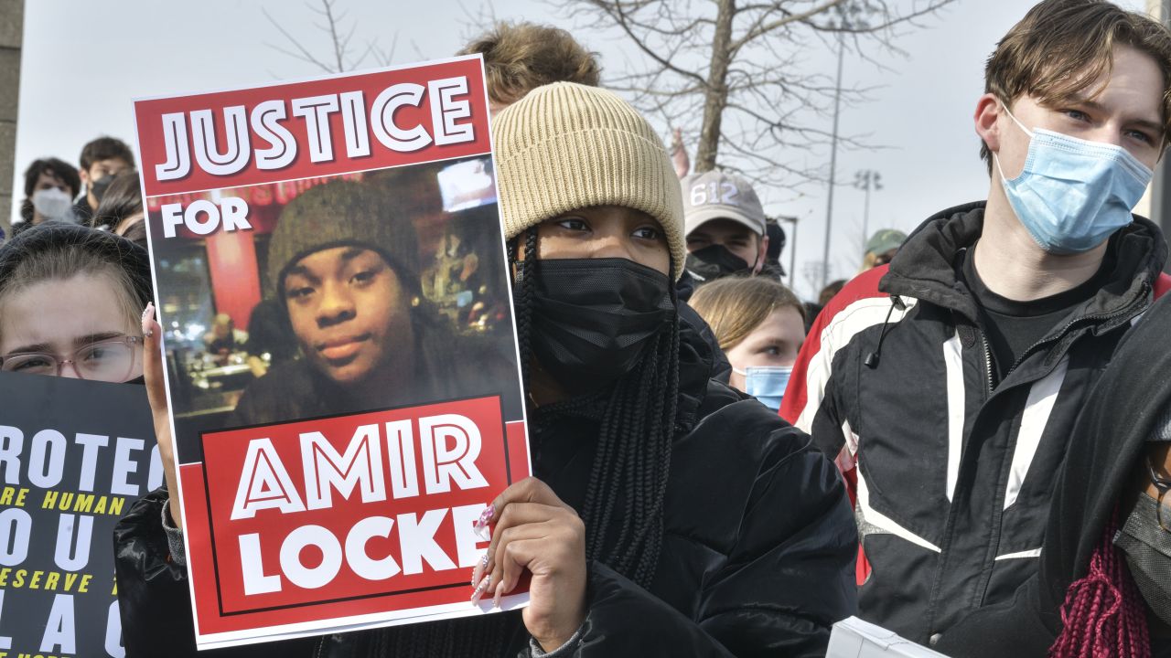 Students walk out of school to demand justice for Amir Locke at Central High School in Saint Paul, Minnesota.