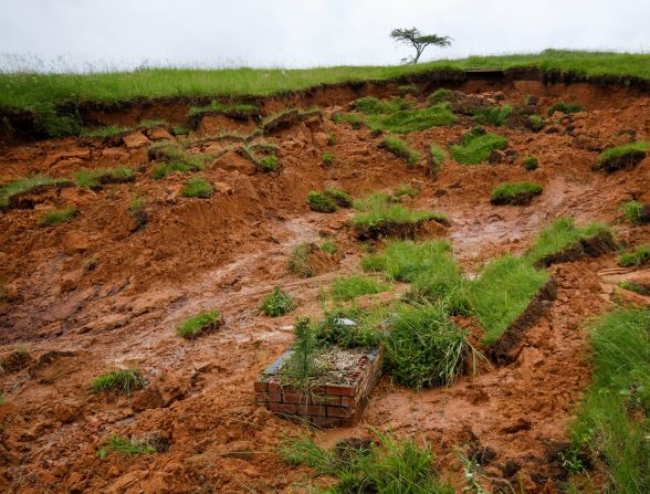 This grave site withstood damage after a cemetery flooded in Ntuzuma on April 13. 