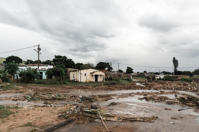 Debris surrounds homes in the Bhambayi township on April 13.