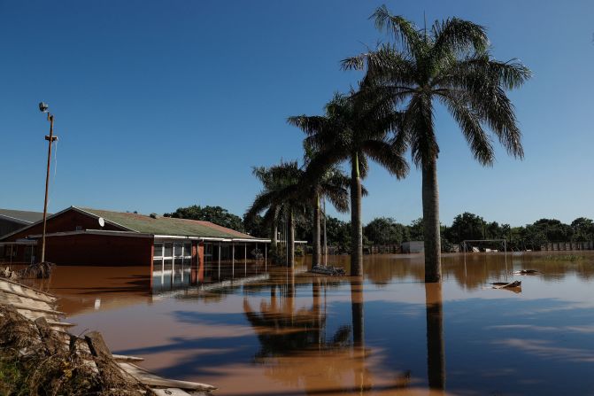 The Sapref sports center is partially submerged in Isipingo Beach.