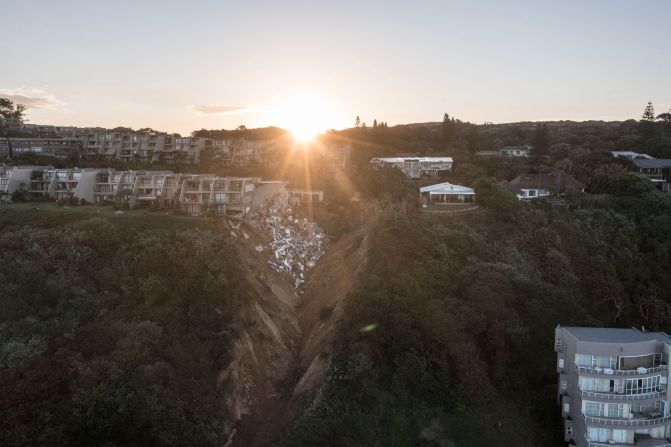 Destruction is seen at Umdloti Beach near Durban on April 14.