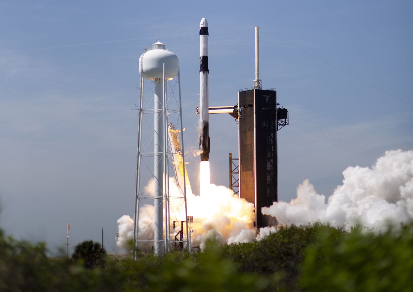 A SpaceX rocket carrying the company's Crew Dragon spacecraft launches from NASA's Kennedy Space Center in Florida on Friday, April 8. It took four private citizens into orbit for a <a href="index.php?page=&url=https%3A%2F%2Fwww.cnn.com%2F2022%2F04%2F07%2Ftech%2Fspacex-iss-tourism-mission-scn%2Findex.html" target="_blank">first-of-its-kind trip to the International Space Station.</a>