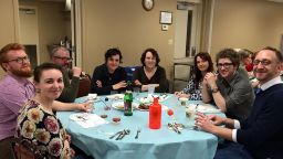 The author and friends at Passover Seder in 2015.