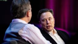 Elon Musk speaking during an interview with head of TED Chris Anderson at the TED2022: A New Era conference in Vancouver, Canada, April 14, 2022.