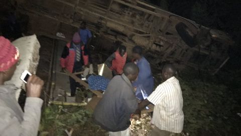 The scene of the bus crash near the town of Chimanimani, Zimbabwe.