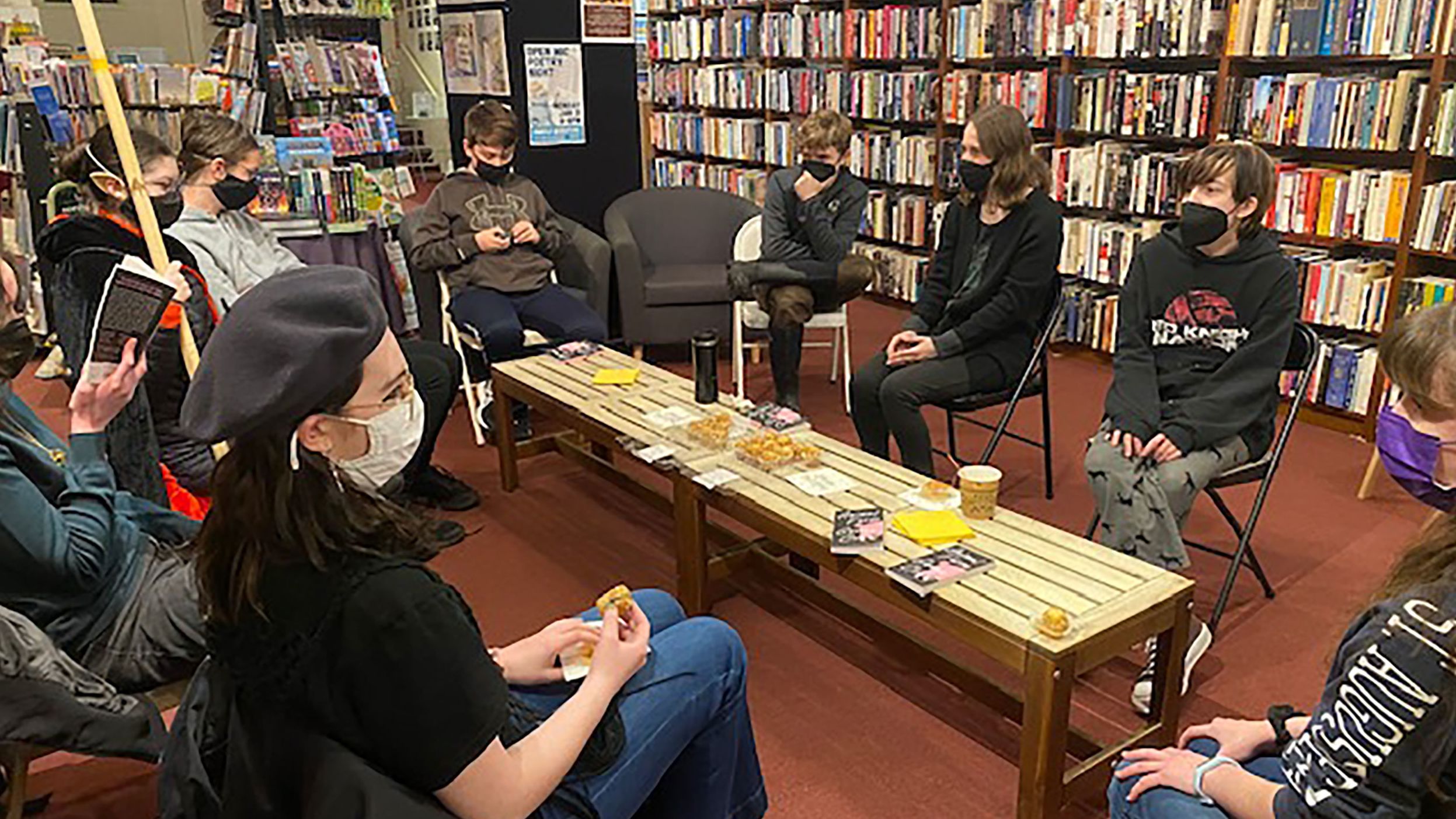 Members of the Teen Banned Book Club gather at Firefly Bookstore in Kutztown, Pennsylvania.