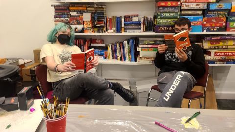 Hunter Jenkins, left, and Rowan Curry are members of the Common Grounds Teen Center Book Club.
