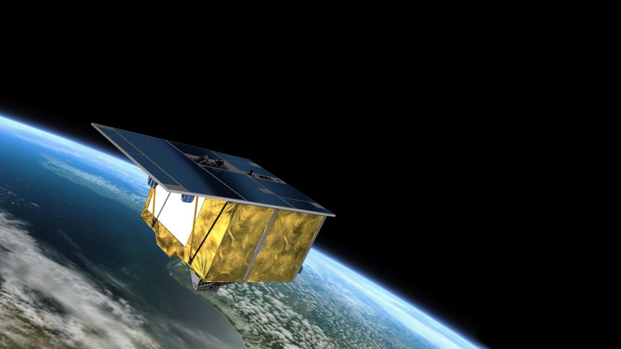 An artist's rendering of the German environmental satellite EnMAP.