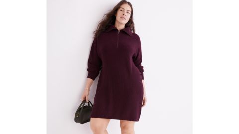 Madewell Ribbed Half-Zip Sweater Dress