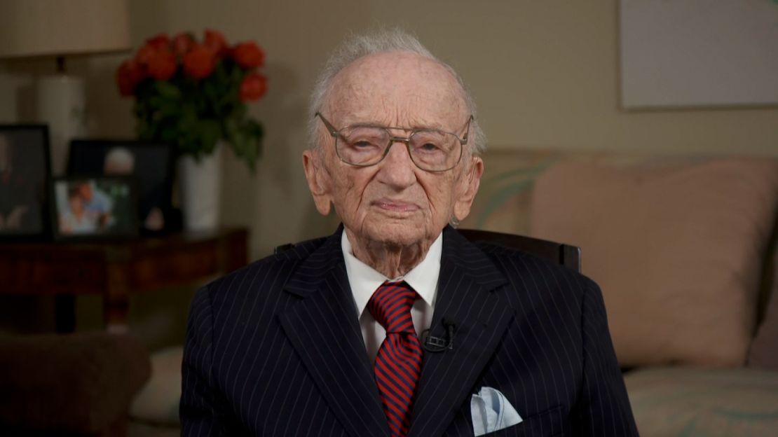 Ferencz speaking with CNN's Christiane Amanpour.