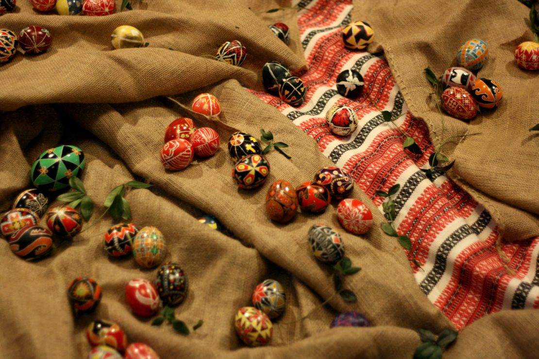 Ukrainian Easter Eggs from the exhibition "The Pysanka: A Symbol Of Hope," at the Ukrainian Institute of America in New York.
