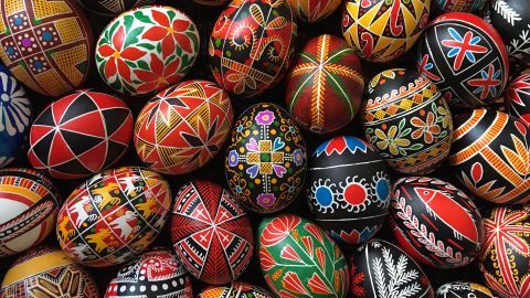 Ukrainian Easter Eggs from the exhibition "The Pysanka: A Symbol Of Hope," at the Ukrainian Institute of America in New York.