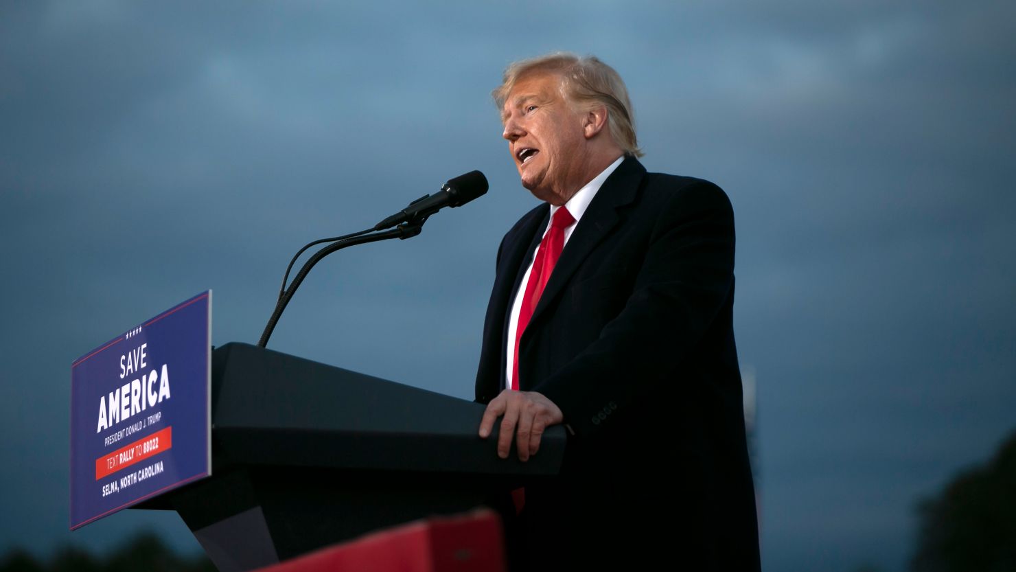 Former US President Donald Trump speaks at a rally at The Farm at 95 on April 9, 2022 in Selma, North Carolina. The rally comes about five weeks before North Carolinas primary elections where Trump has thrown his support behind candidates in some key Republican races.