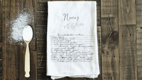 EmmaAndTheBeanHome Torchon de recette manuscrite 