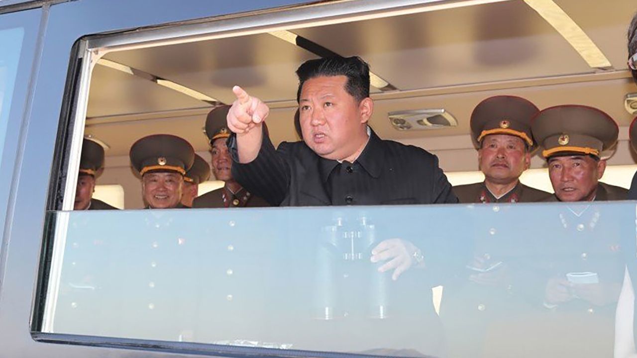 North Korean leader Kim Jong Un watching a missile test on April 16, according to North Korean state media KCNA. 
