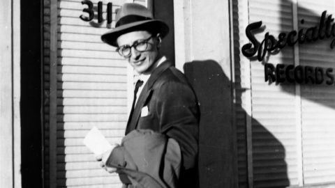 Arthur Rupe, the owner of Specialty Records, enters his Los Angeles office in 1948.