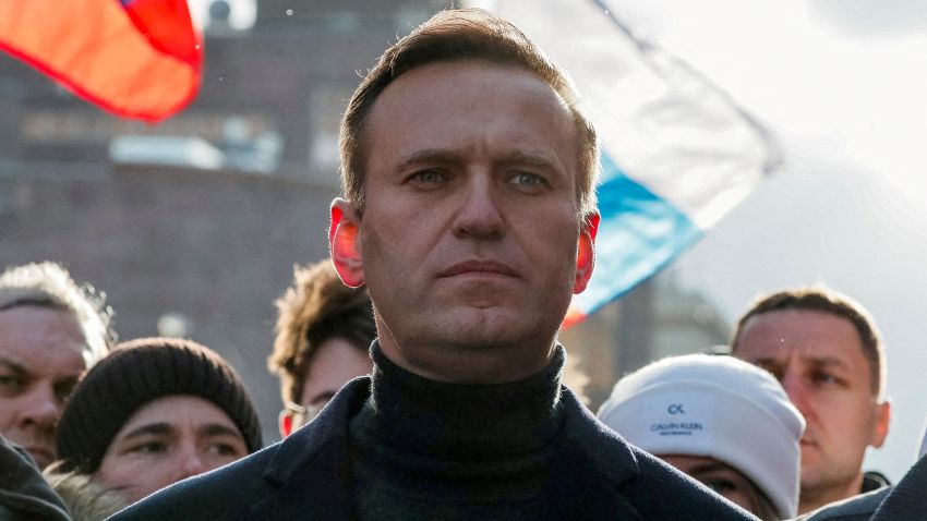 Kremlin critic Alexey Navalny takes part in a rally to mark the 5th anniversary of opposition politician Boris Nemtsov's murder and to protest against proposed amendments to the country's constitution, in Moscow, Russia February 29, 2020.
